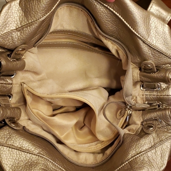 John Romaine Metallic Gold Large Hand Bag EUC - Picture 6 of 8